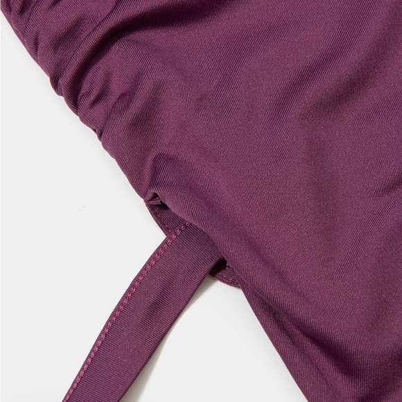 Strapless Ruched Crop & High-Waist Flare Jumpsuit Set - Plum - Picture 3 of 7